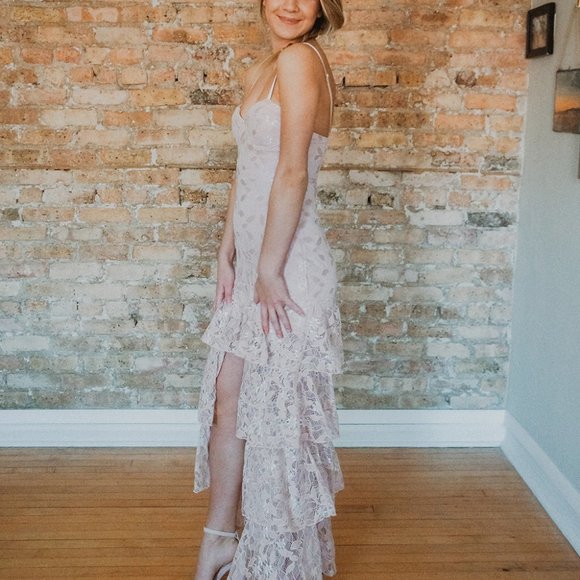 Blush Lace and Ruffle Maxi Dress - Picture 4 of 6